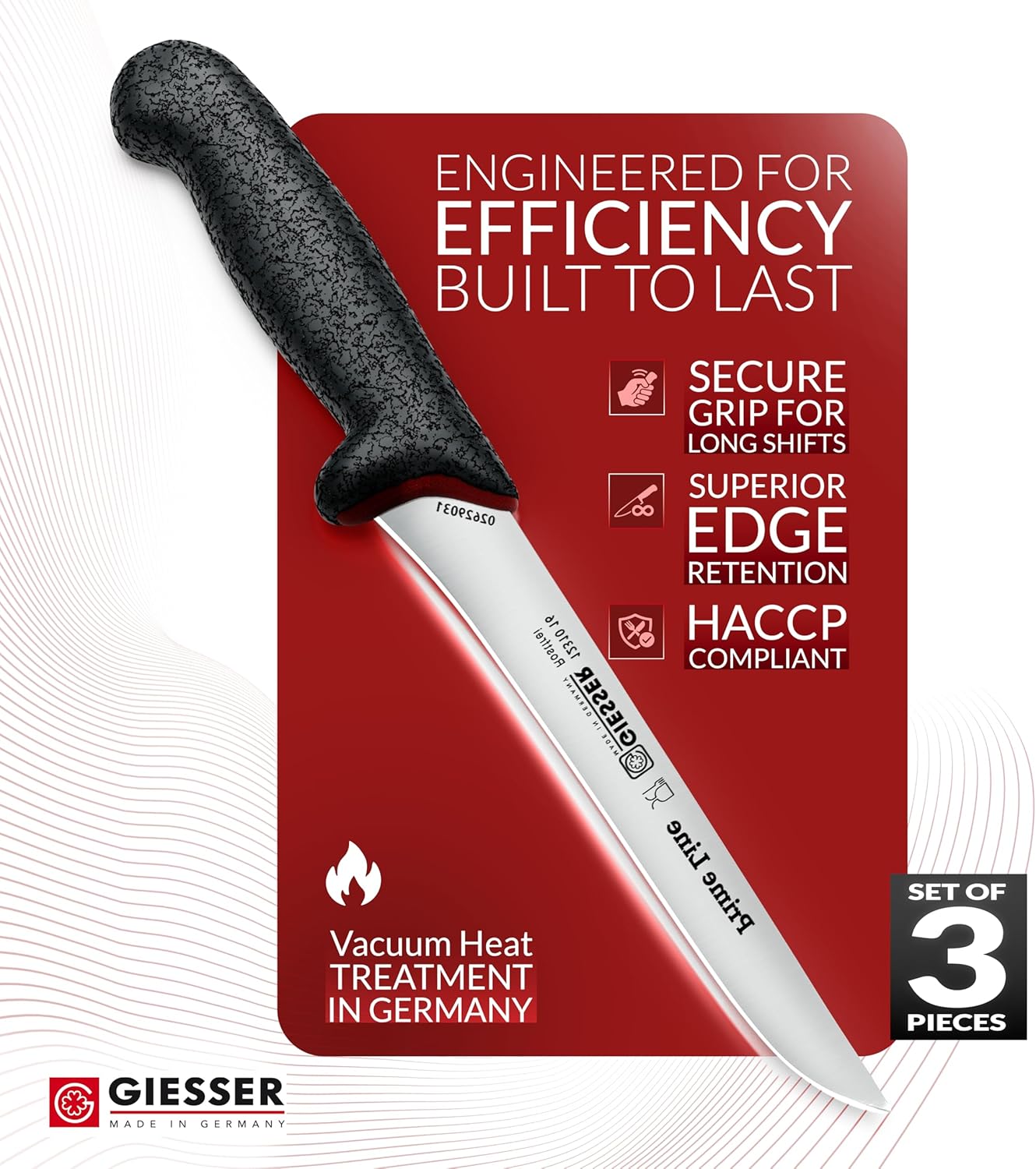 Giesser since 1776, Made in Germay, Boning knife 6 Inch Flexible Streight thinn Blade, Ultra Slip Resistant, Dishwashersafe, rustfree, Butcher Knife for Filleting (3)