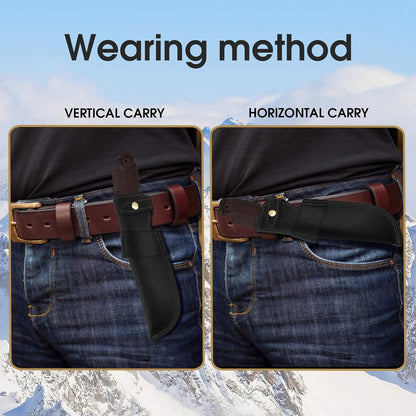 Knife Sheath,Leather Knife Sheath for Belt,Chef Knife Guard,Knife Holster for 5 inch Blade Knife,Knife Holder,Knife Cover Sleeve,EDC Belt Organizer,Sheath for Chef Meat Cleaver,Gifts for Men