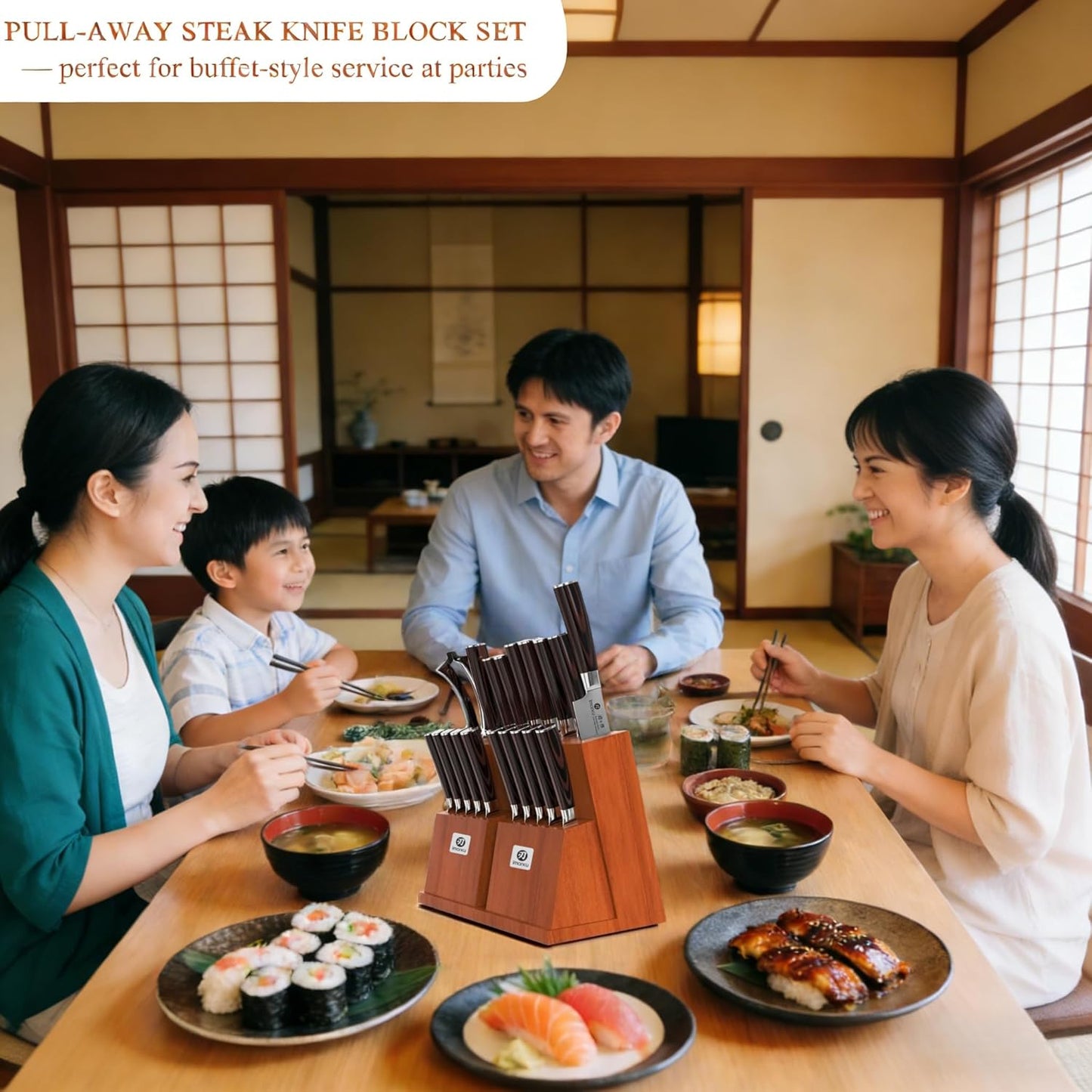 imarku Japanese Steak Knives, Steak Knives Set of 8,Stainless Steel Serrated Steak Knife,Steak Knife with Pakkawood Ergonomic Handle,Gift for Men and Women