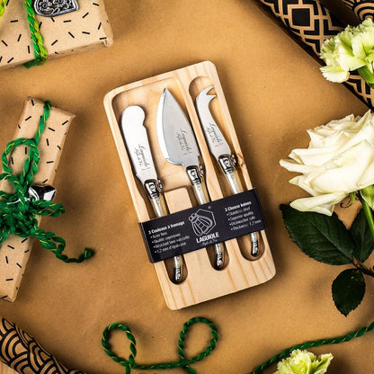 Laguiole Style de Vie Cheese Knife Set - Premium Line Cheese Knives Set with Charcuterie Board - Dishwasher Safe - Premium Tableware