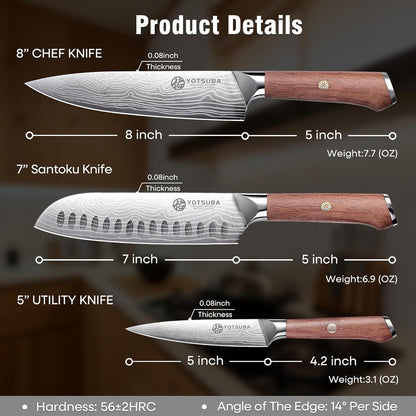 YOTSUBA Carving Knife and Fork Set, Meat Cutting Knife, Razor-Sharp German Stainless Steel Knives Fork Set with Ergonomic Wood Handle, Slicing Knives for Meats, BBQ & Vegetables