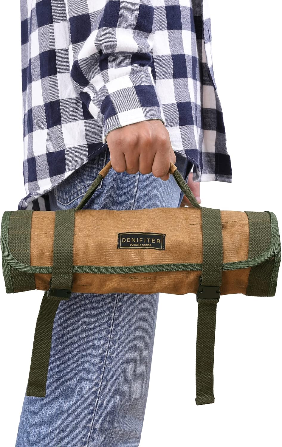 Wrench Tool Roll, Heavy Duty Waxed Canvas Multi-purpose Tool Pouch Bag With 25 Pockets, Easy Storage, Durable (Khaki)