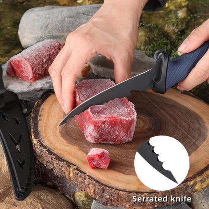 9 Inch Fish Fillet Knife - Premium German DIN 1.4116 Stainless Steel, Ultra Sharp Flexible Blade for Fish Filleting, Salmon, Trout, Non-Slip Handle, Professional Boning Knife with Sheath, Great for Anglers & Home Cooks