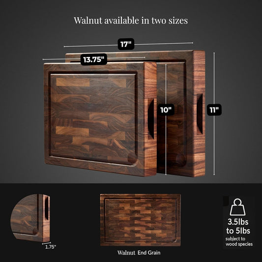 Cutting Board for Kitchen – Wood Cutting Board, Non Toxic Butcher Block, Cutting Boards with Juice Groove & Handles, Charcuterie Board – 11" x 17" x 1.75" (Pyrowood)