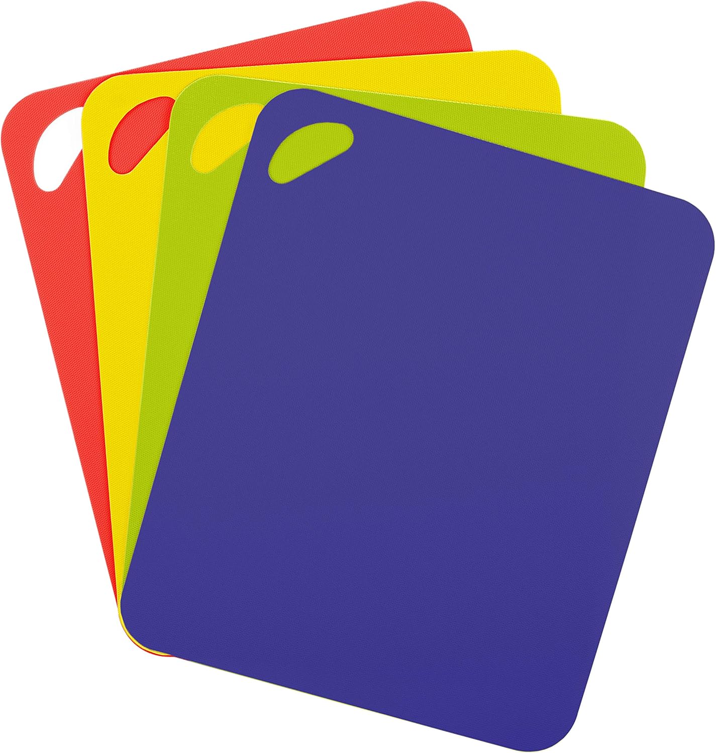 Dexas Heavy Duty Cutting Board Grippmat, Flexible Cutting Boards for Kitchen, Set of 4, Non Slip Plastic Board Cutting Mat Small Size 5.5 x 8, Blue, Green, Yellow, Red Set, Kitchen Gadgets