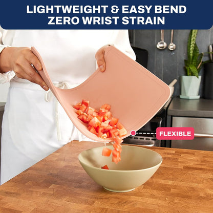 TPU Cutting Board Flexible Mat, 14.5" x 9" Nonslip Korean Cutting Board for kitchen, BPA Free Flexible Chopping Board, TPU Material Double-sided Dishwasher Safe