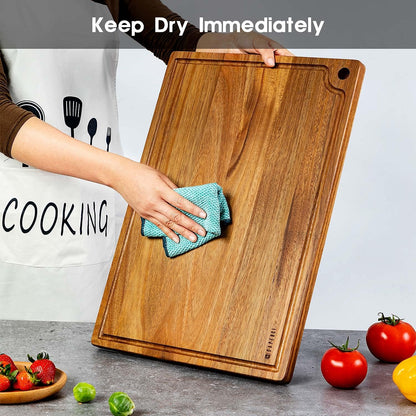 Extra Large Acacia Wood Cutting Board 20 x 14 Inch - Caperci Better Kitchen Chopping Board with Juice Groove & Handle Hole for Meat (Butcher Block) Vegetables and Cheese
