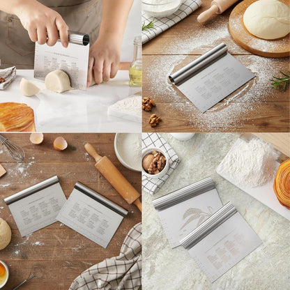 BOORIKA Dough Scraper & Bench Scraper Kitchen – Stainless Steel Sourdough Tools – Dough Cutter for Sourdough Bread, Pizza, and Flat Top Griddles – Chef Approved (Light)