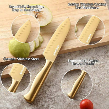 McCook® Knife Sets,German Stainless Steel Knife Block Sets with Built-in Sharpener