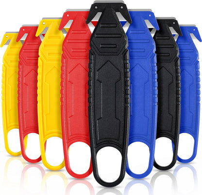 Therwen 30 Pcs Safety Box Cutter Knife of Stainless Steel Concealed Blade Package Opener with Tape Splitter for Carton Cardboard Wrap Letter Work Bag Straps Film Utility Tool (Black)