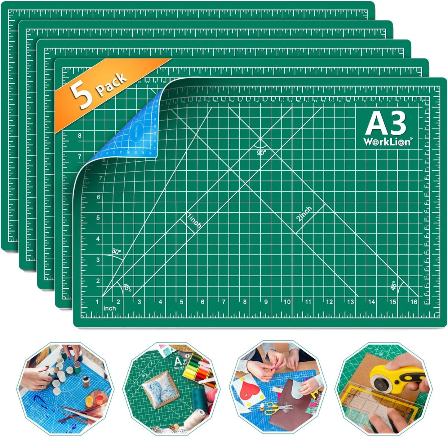 Worklion Self Healing Cutting Mat for Craft-Thickened 18inch x 12inch fabric sewing mat for quilting,rotary cutting, nonslip