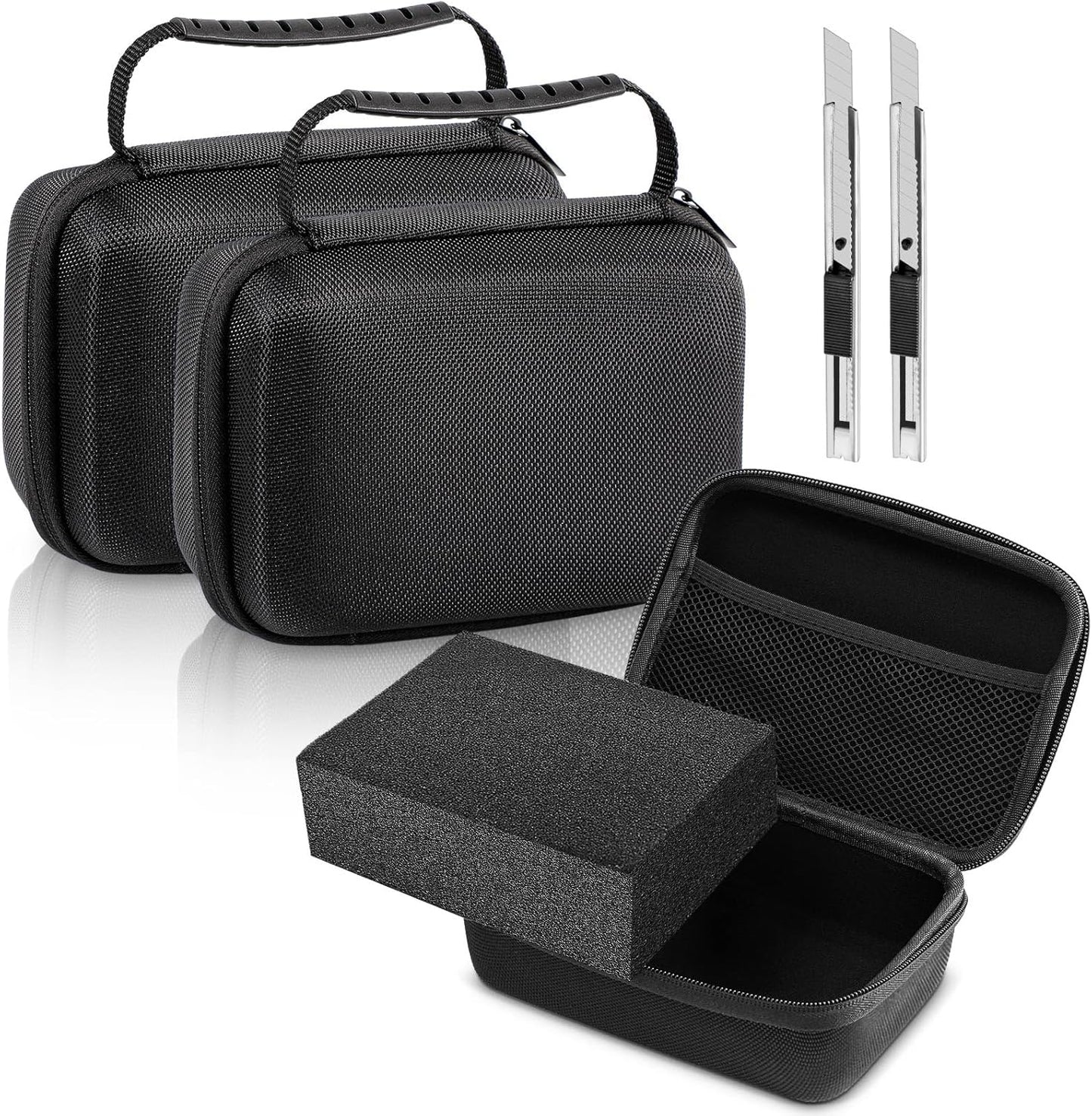 Relaxweex EVA Hard Case with Customizable Foam 7.8 x 6.3 x 3.5 Inch Protective EVA Carrying Case Shockproof Outdoor for Camera, Digital Products, Electronic Instruments with Knife, Black and Red
