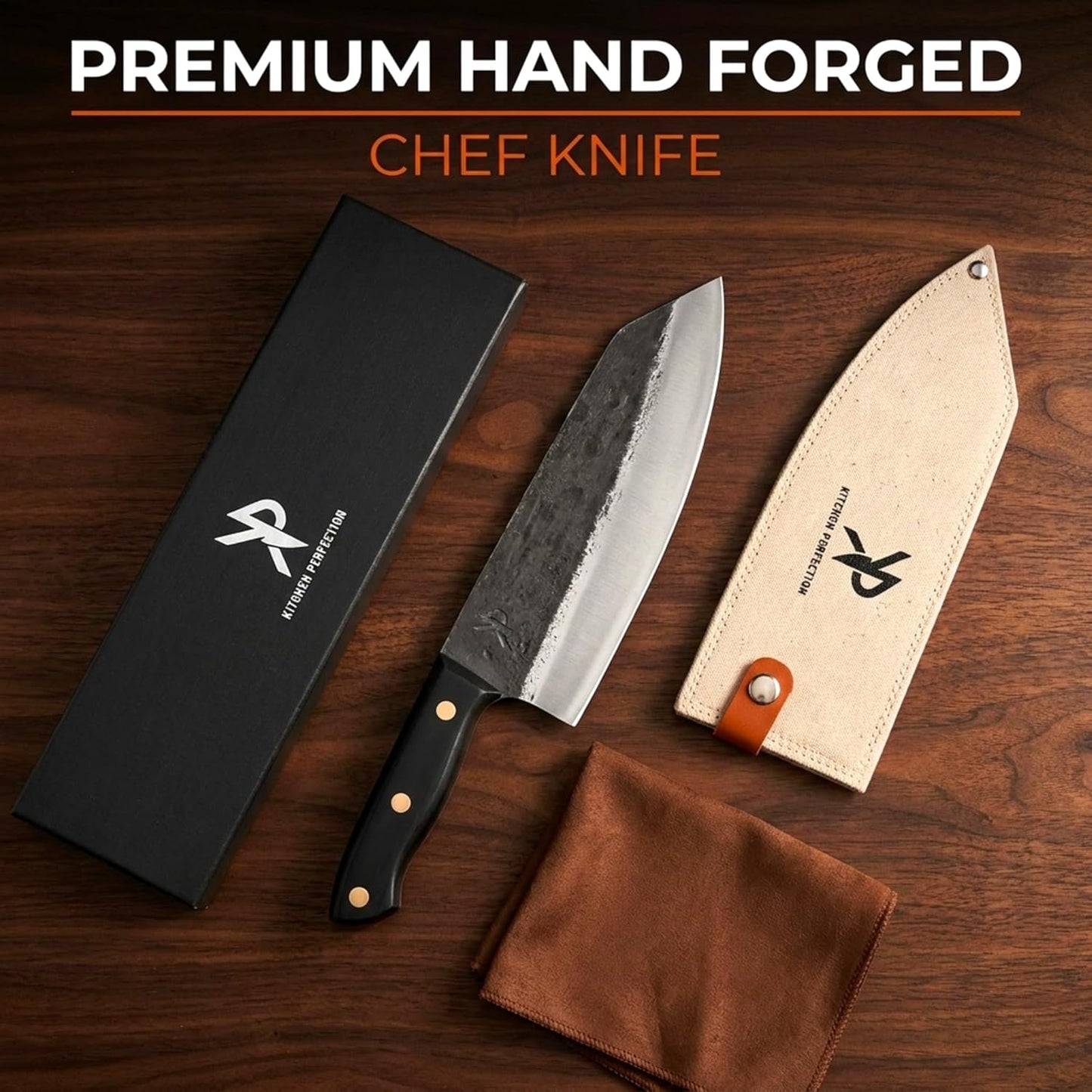 Kitchen perfection Handmade Chefs Carving Knife For Meat Cutting- Extremely Sharp Cooking Knife 8 Inch -Hand Sharpen Best Gift For Men - High Carbon Steel w/Leather Sheath