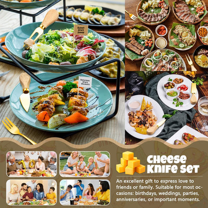 Charcuterie Boards Accessories Gold Charcuterie Utensils Cheese Spreader Knife Set Small Serving Tongs Forks and Spoons Dipping Bowls Honey Dippers Toothpick Flags for Appetizers & Serving Platters