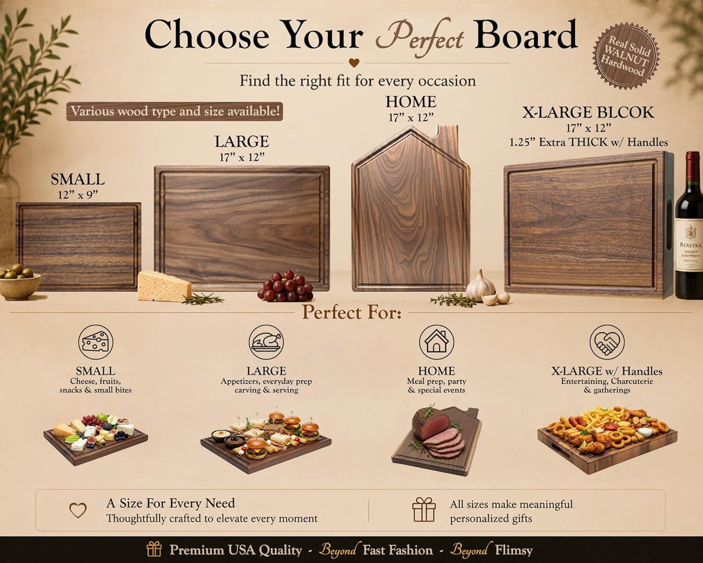 Personalized Home Cutting Board – Custom Engraved Charcuterie Board – Christmas or Housewarming Gift for Couples, Friends, or New Homeowners – Premium Hardwood, Handcrafted in USA 002