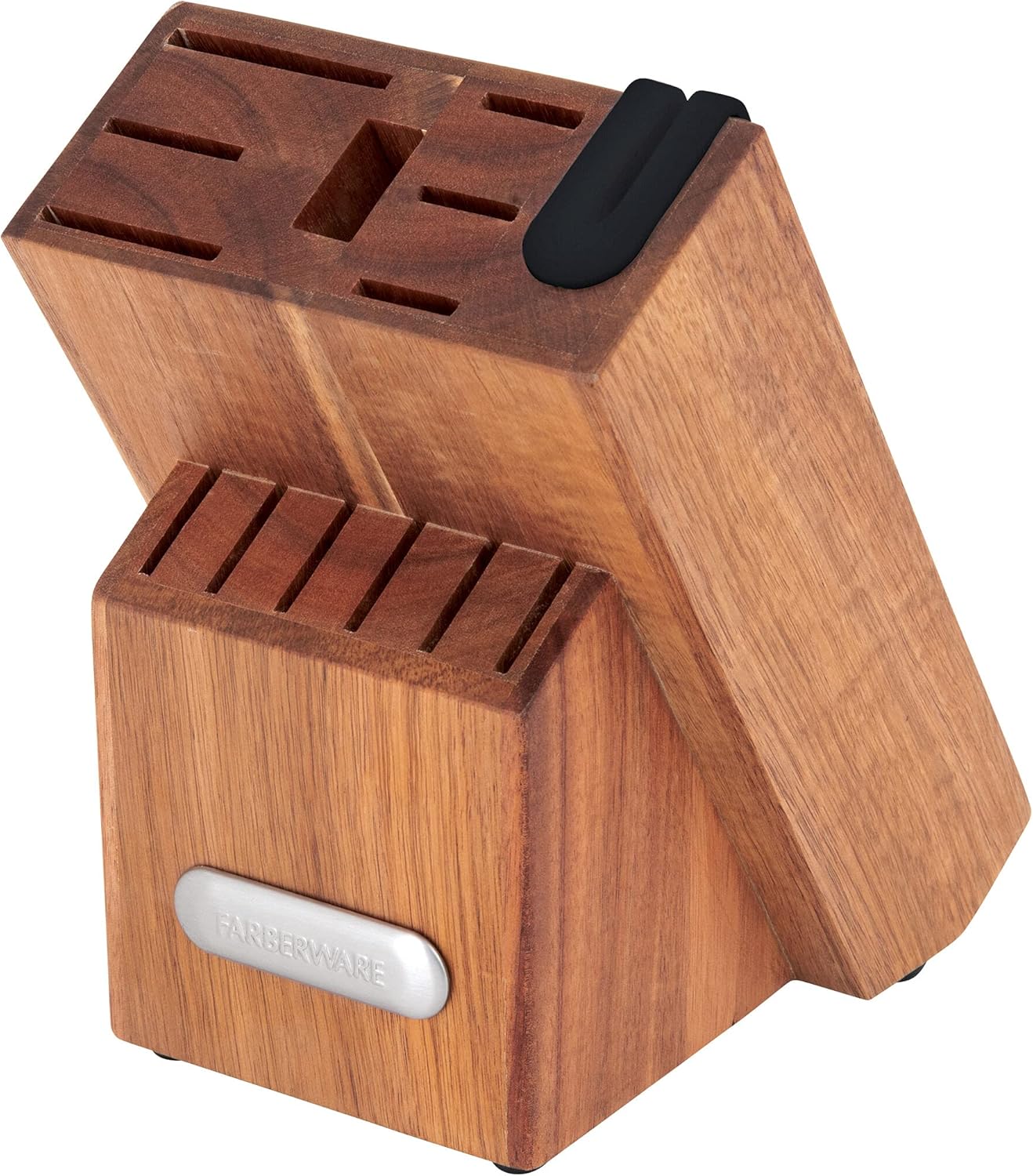Farberware Edgekeeper Triple Riveted Knife Block Set with Built in Sharpener, 14-Piece, White