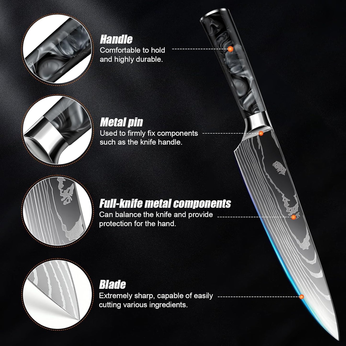 Knife Set,12-Piece Premium Kitchen Knife Set with Universal Knives Block,Anti-Rust Non-Stick High-Carbon Stainless Steel Extra-Sharp Chef Knives for Kitchen,Dishwasher Safe,Non-slip Ergonomic Handle