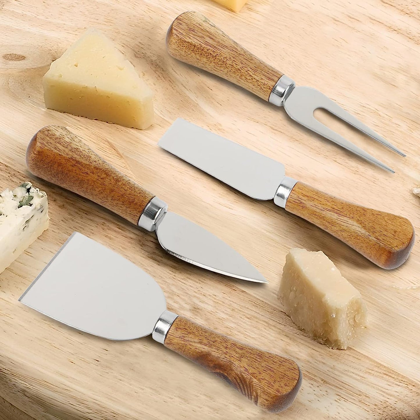 Premium Wooden Handle Cheese Tool Set - 6 Piece Cheese Knife Set - Cut, Spread All Your Favorite Cheeses (6-piece wooden set)