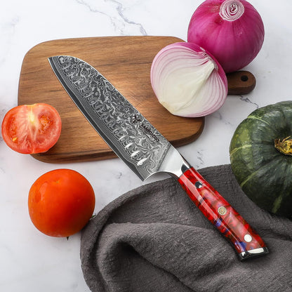 Steak Knives Set of 4, Ultra Sharp Non Serrated Kitchen Steak Knife 5 Inch - Damascus Steel & Resin Handle - Xuan Series (Sapphire Blue)