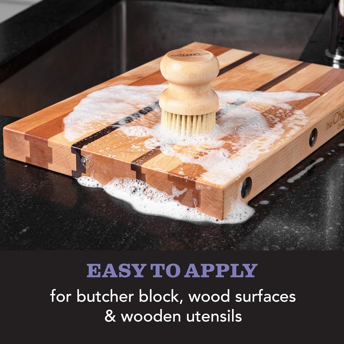 CLARK’S Cutting Board Oil and Wax Kit – Includes Food Grade Mineral Oil (12oz), Finishing Wax (6oz), Applicator, & Buffing Pad to Clean and Protect Wood, Enriched with Natural Lemon & Orange Extract