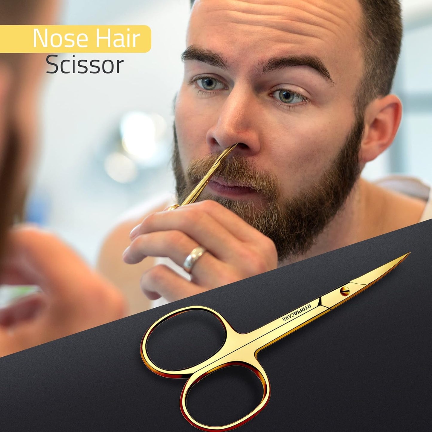 Utopia Care Eyebrow Scissors, Professional Stainless Steel Small Shears for Men and Women, Nose Hair Scissors for Grooming Mustache, Beard, Eyelashes, Ear Hair Trimming, Silver