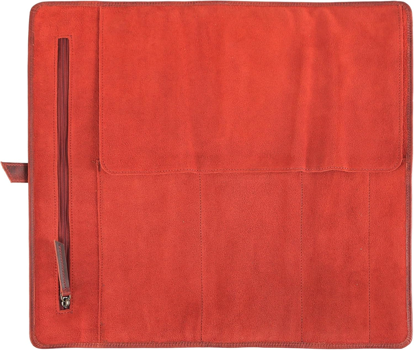 Leather Knife Roll Bag for Chefs – 17.5” x 17.5” Professional Chef Knife Storage Organizer, Portable Culinary Knife Case, Travel Knife Roll for Kitchen, BBQ & Catering