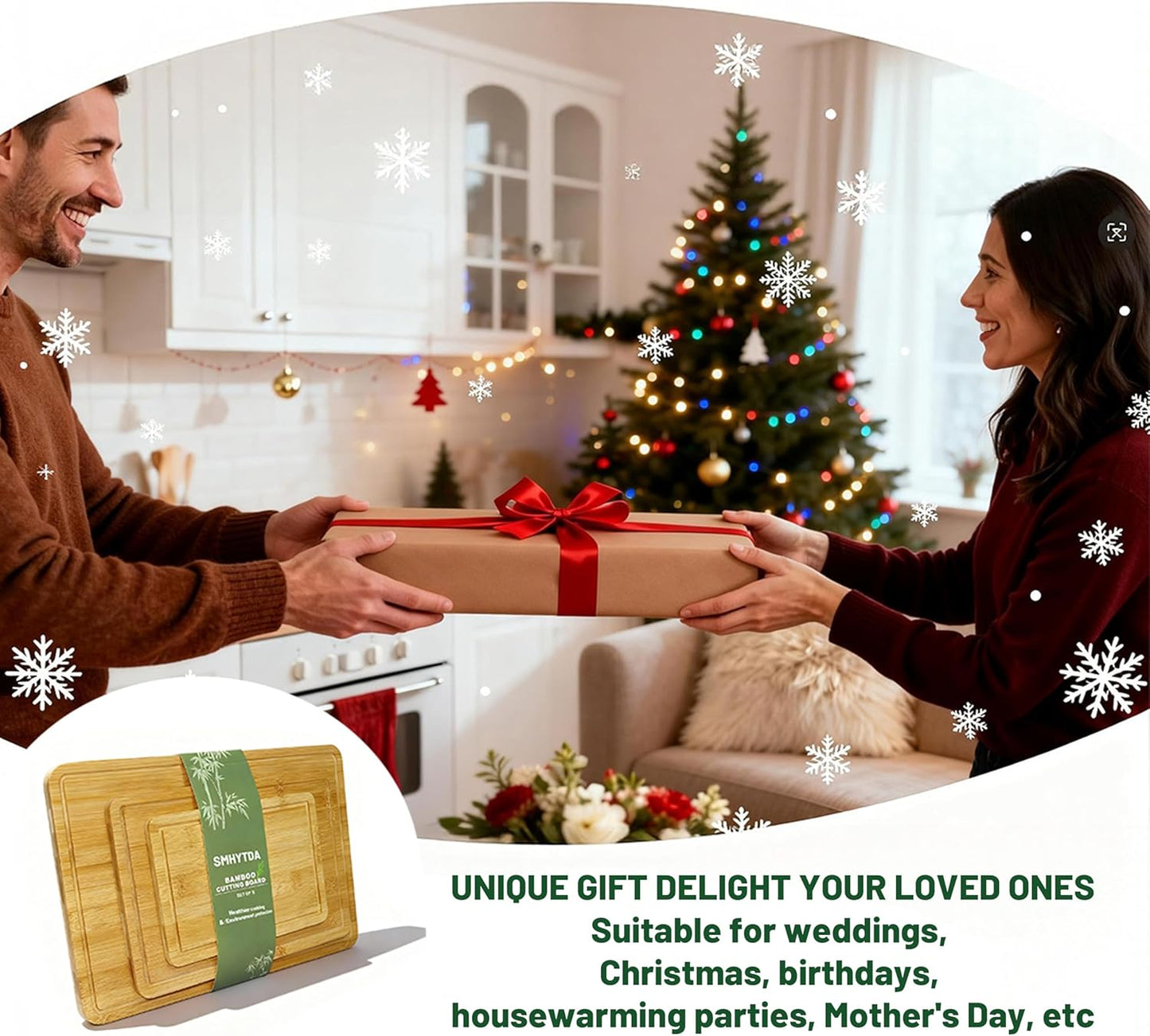 Bamboo Cutting Board Set of 3 Non-Toxic, Pre-coated Oil, Deep Juice Grooves Cutting Boards for Kitchen for Meal Prep (15"x10", 12"x8", 9"x6")