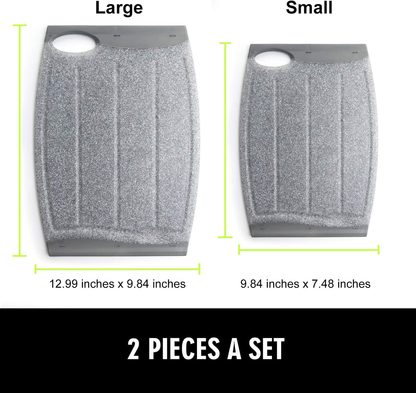 Small Plastic Cutting Board Set of 2, Mini Cutting Board for Small Kitchen Tasks, Non Slip Edges, Unique Design with Multiple Juice Grooves! BPA Free, Non-Porous, Dishwasher Safe (9.84" x 7.48")