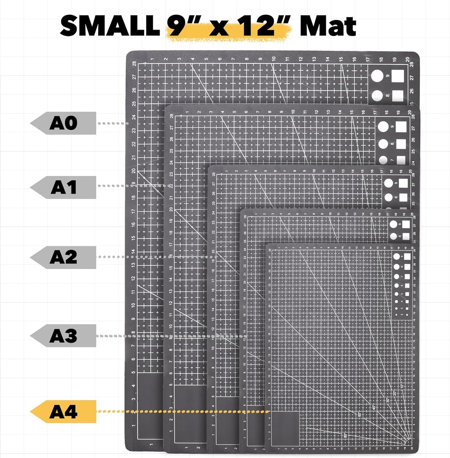 Mandala Crafts Self-Healing Cutting Mat Set – 12" x 18" A3 Green Double-Sided 5-Ply Mat with Fabric Cutter, Quilt Ruler & Craft Knife for Sewing, Quilting, Leather & Scrapbooking