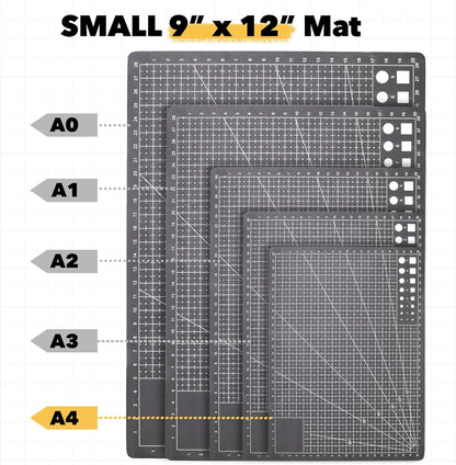 Mandala Crafts Self-Healing Cutting Mat Set – 12" x 18" A3 Green Double-Sided 5-Ply Mat with Fabric Cutter, Quilt Ruler & Craft Knife for Sewing, Quilting, Leather & Scrapbooking