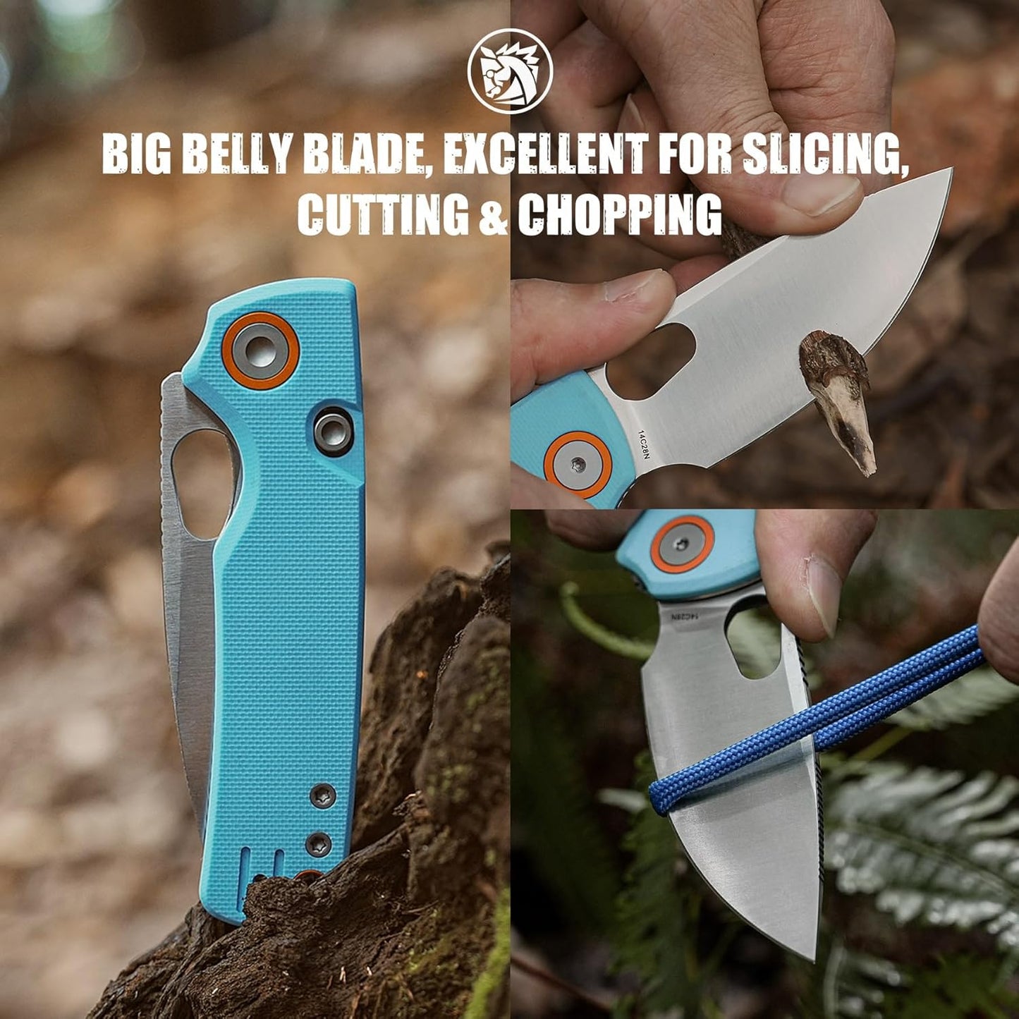 Vosteed EDC Knife, 2.99" 14C28N Steel Wider Blade, Green Micarta Handle Top Liner Lock, Folding Pocket Knives with Clip for Men & Women, Survival Camping - Porcupine A2603
