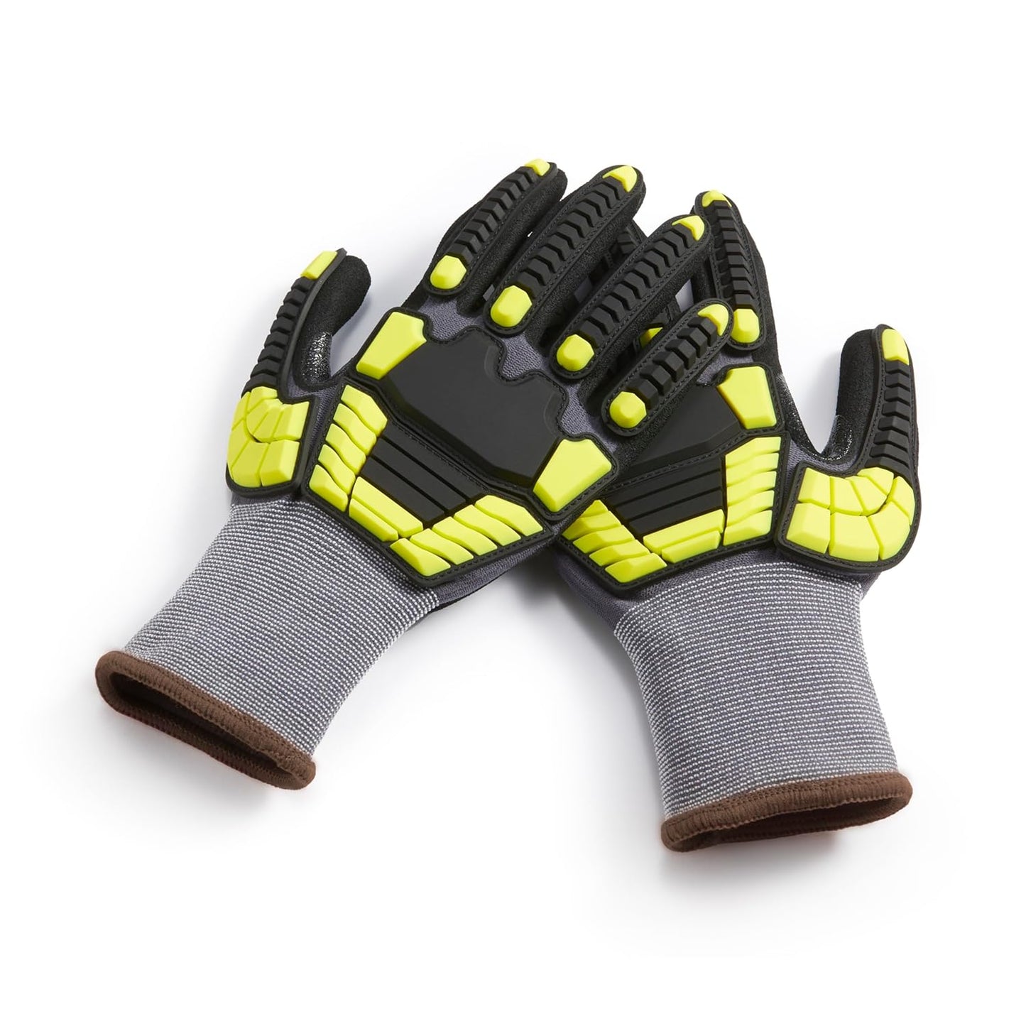 Amazon Basics Safety Work Gloves, Cut Level A1, Abrasion ANSI Level A4, Impact Resistant, Touch Screen Friendly, 15G Sandy Nitrile Palm, Yellow, Size X-Small, Pack of 120 Pairs