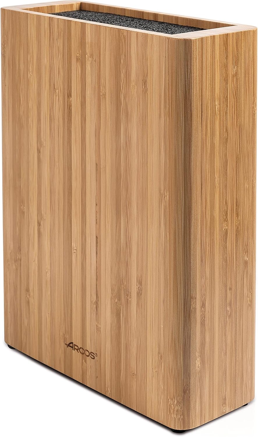 ARCOS Universal Knife Block Set Without Knives Up to 10 Inch. 220x89x280mm. 3700 gr. Made of Bamboo. Series Tacos Universales. Color Brown