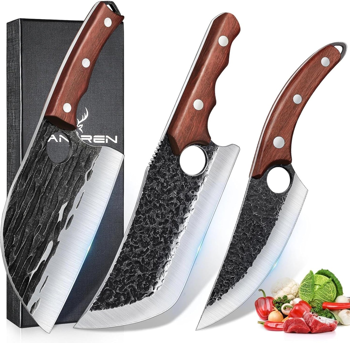 TAN REN Butcher Brisket Knife for Meat Carving, 12 Inch Cimeter Meat Slicing Knife with Wood Handle, Full Tang Breaking Knives for BBQ and Turkey