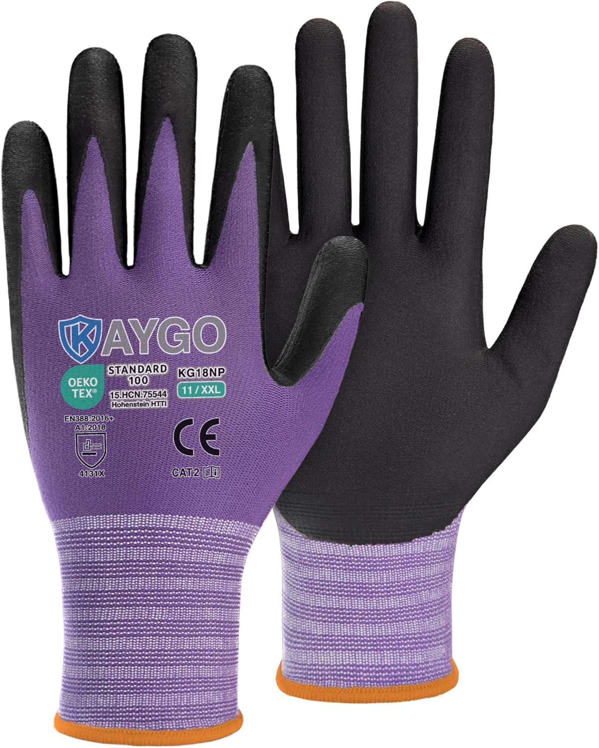 KAYGO Safety Work Gloves MicroFoam Nitrile Coated, 3 Pairs KG18NB,Seamless Knit Nylon Glove for Men and Women, Ideal for Automotive,Warehouse,Construction (Small,Gray)
