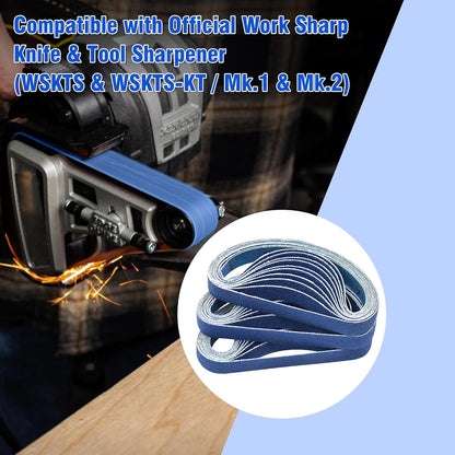 1/2 x 12 Inch Knife Sharpener Sanding Belts for Work Sharp, 5000 Ultra Fine Grit Replacement Sharpening Belt Kit for Official Work Sharp (WSKTS & WSKTS-KT/Mk.1 & Mk.2) Knife & Tool Sharpener, 10 Pcs