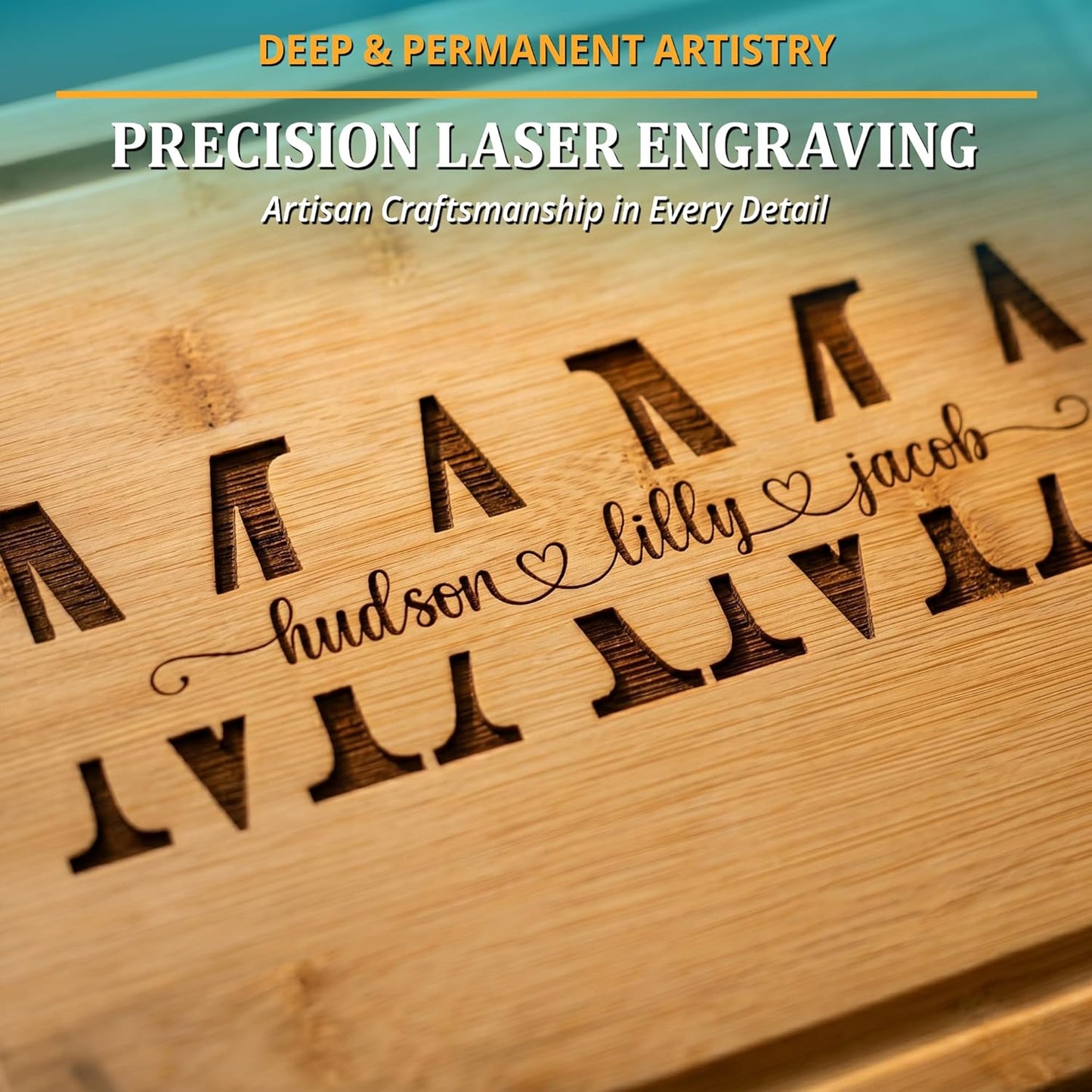 Personalized Cutting Board - Custom Bamboo Engraved Chopping Board for Kitchen - Unique Housewarming Gift for Couples & New Home - Durable Bamboo Carving Board - 4 Size Option