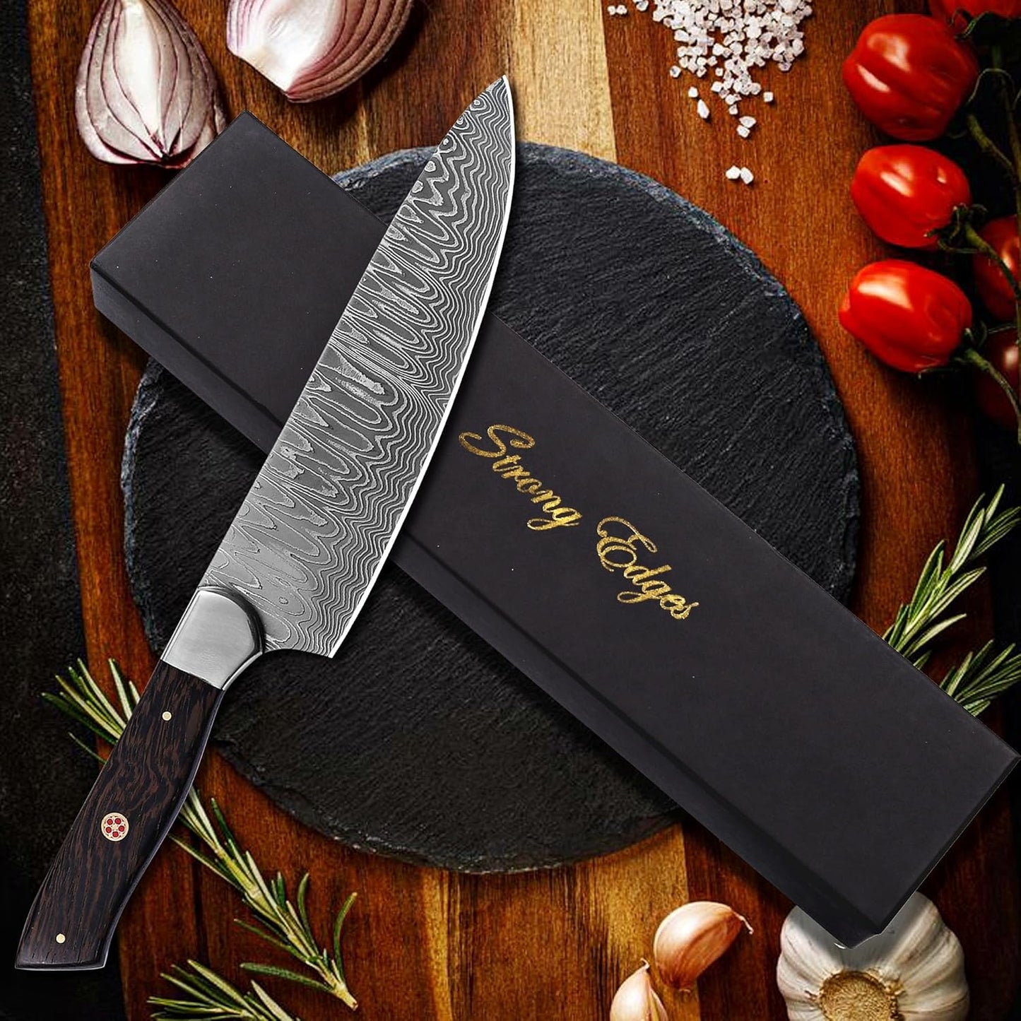 Damascus Chef Knife -12 inch high carbon Damascus Steel Sharp Kitchen Knife Vegetable Meat Cleaver, Great Gift Box for Family & Restaurant CHF-36