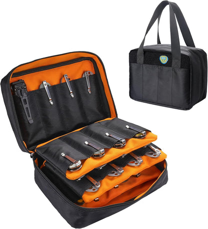 VIPERADE VE40 Knife Display Case with 40 Slots, Folding Knives Storage Holder, Knife Collection Carrier Bag for Folding Knives Flashlights Multitools