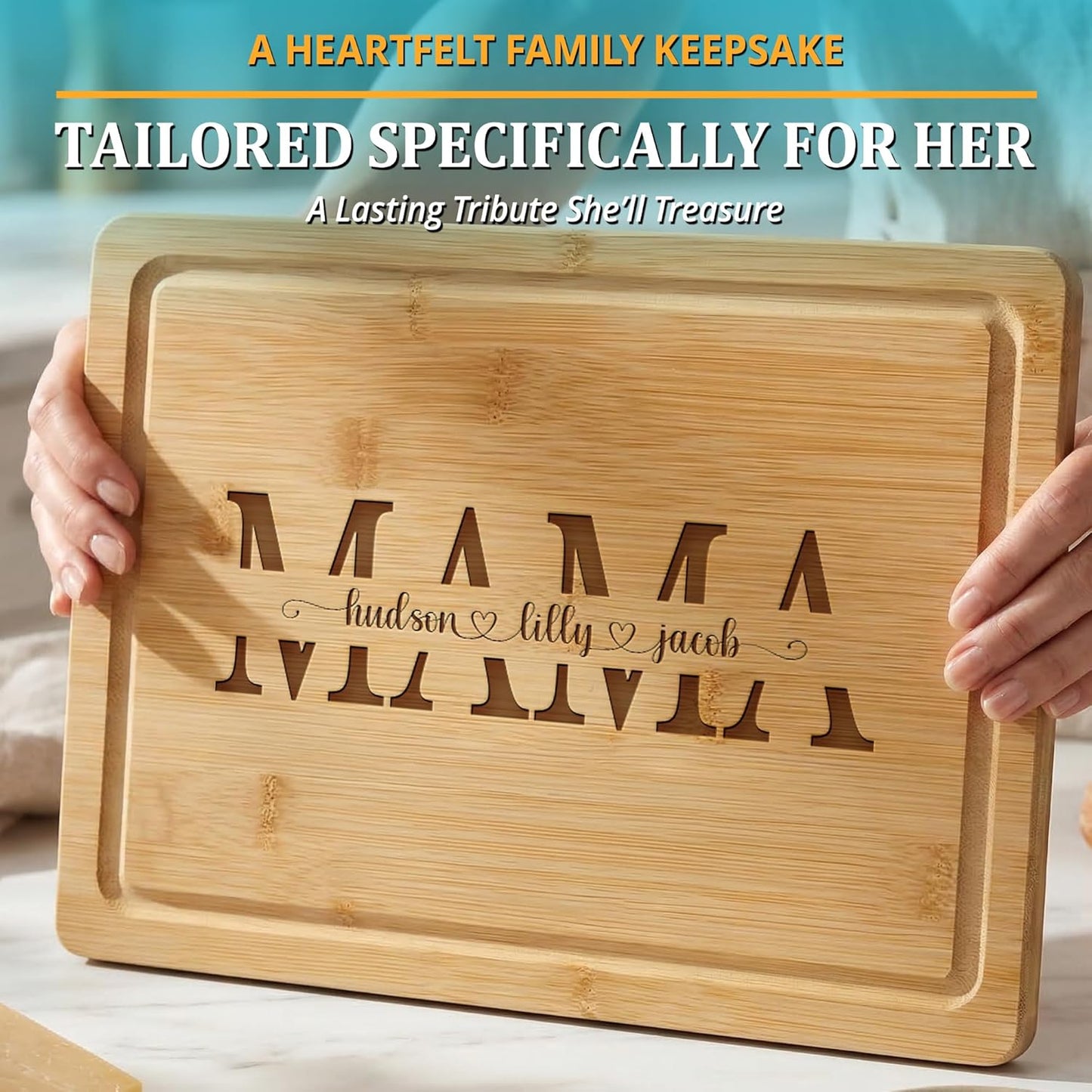 Personalized Cutting Board - Custom Bamboo Engraved Chopping Board for Kitchen - Unique Housewarming Gift for Couples & New Home - Durable Bamboo Carving Board - 4 Size Option