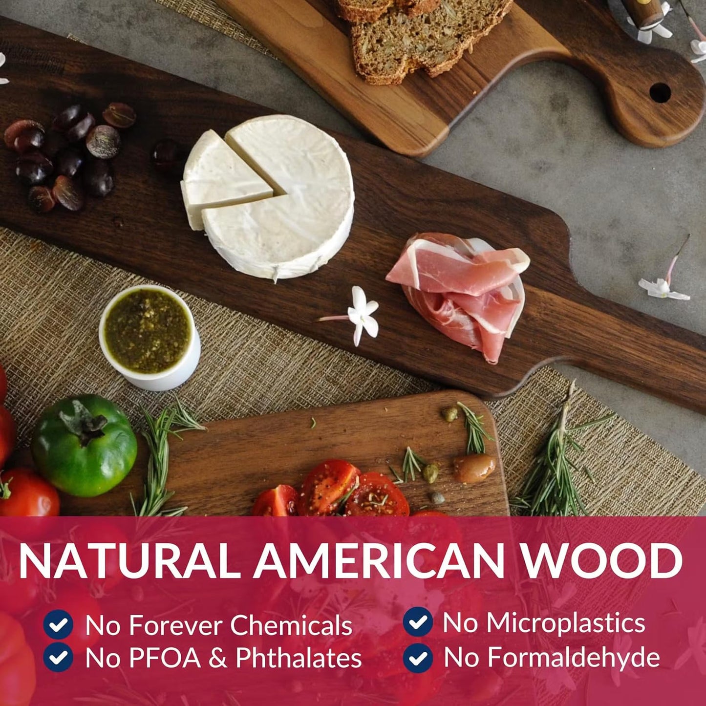 Made in USA Walnut Cutting Board by Virginia Boys Kitchens - Butcher Block made from Sustainable Hardwood (Round - 13.5)