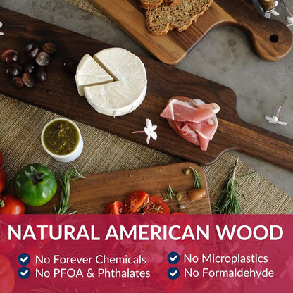 Made in USA Walnut Cutting Board by Virginia Boys Kitchens - Butcher Block made from Sustainable Hardwood (Round - 13.5)
