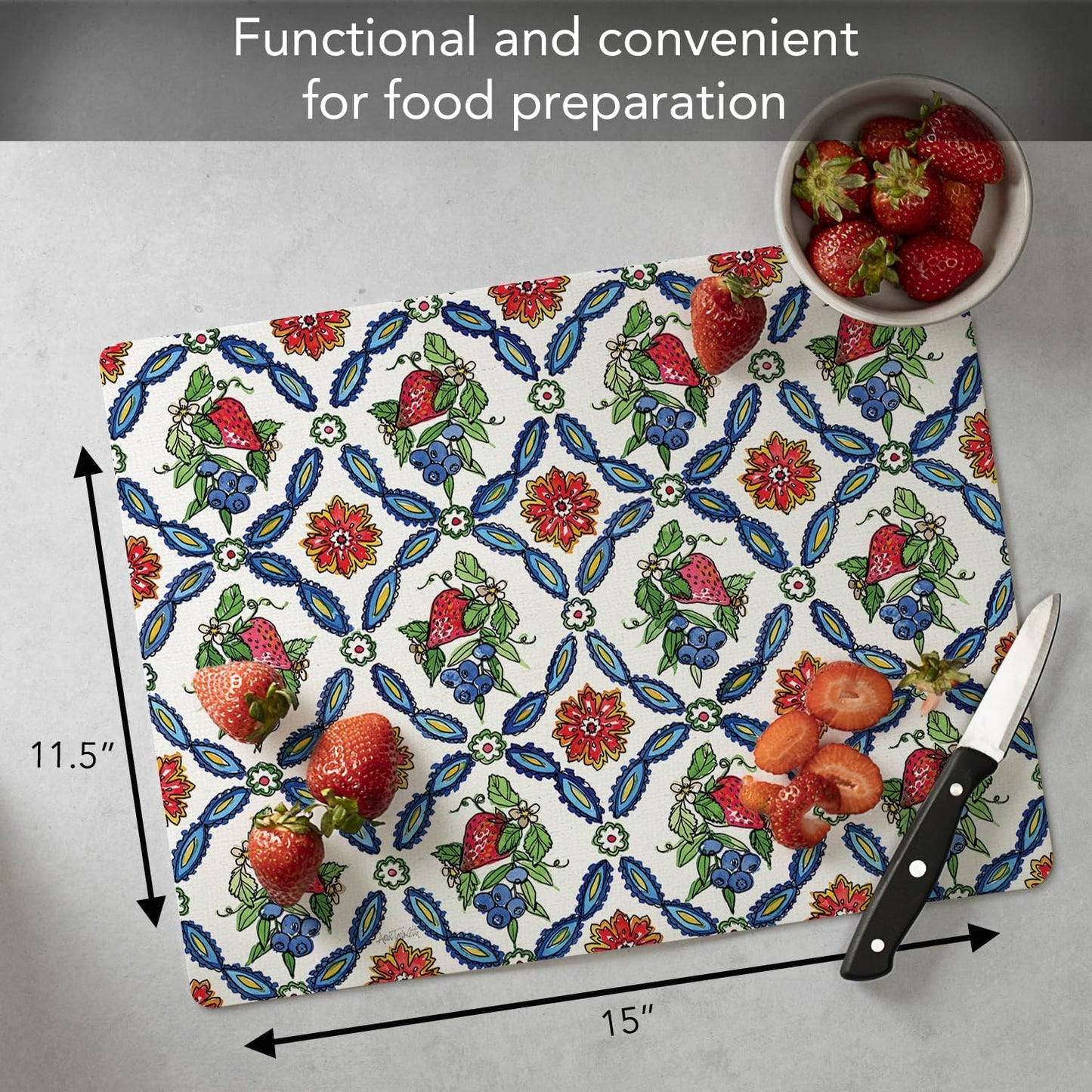 Cut N' Funnel Farmhouse Fall Designer Flexible Cutting Board Mat 15" x 11.5" Made in the USA Decorative Flexible Easy to Clean