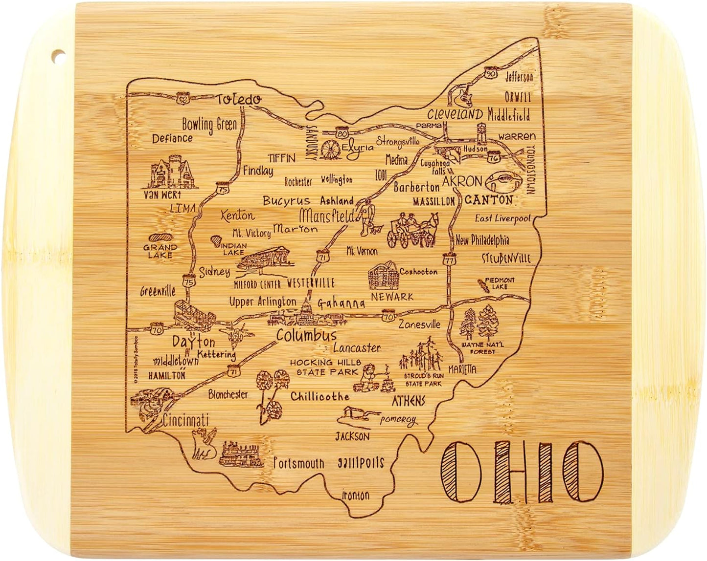Totally Bamboo A Slice of Life New Jersey State Serving and Cutting Board, 11" x 8.75" - Colors A