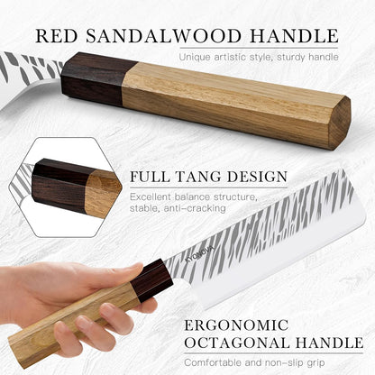 7 Inch Santoku Knife, 9-Layer VG10 High Carbon Steel Multipurpose Japanese Kitchen Knife, Sharp Steak Knife & Brisket Knife with Rosewood Handle for cutting meat for Home & Restaurant
