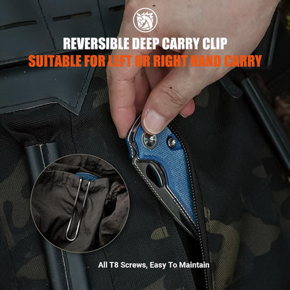 Vosteed EDC Knife, 2.99" 14C28N Steel Wider Blade, Green Micarta Handle Top Liner Lock, Folding Pocket Knives with Clip for Men & Women, Survival Camping - Porcupine A2603