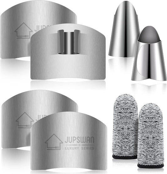 Jupswan Finger Guards for Cutting Kitchen Tool Stainless Steel Finger Guard Finger Protector Avoid Hurting When Slicing and Dicing 2 Pack