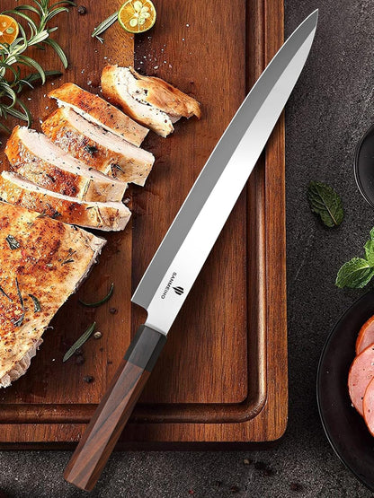8 Inch Japanese Chef Knife, Hand Forged Gyuto Knife 9 Layers High Carbon 10CR15MOV Steel Kitchen Knife Ultra Sharp & Durable Professional Japanese Sashimi Knife with Ergonomic Rosewood Handle