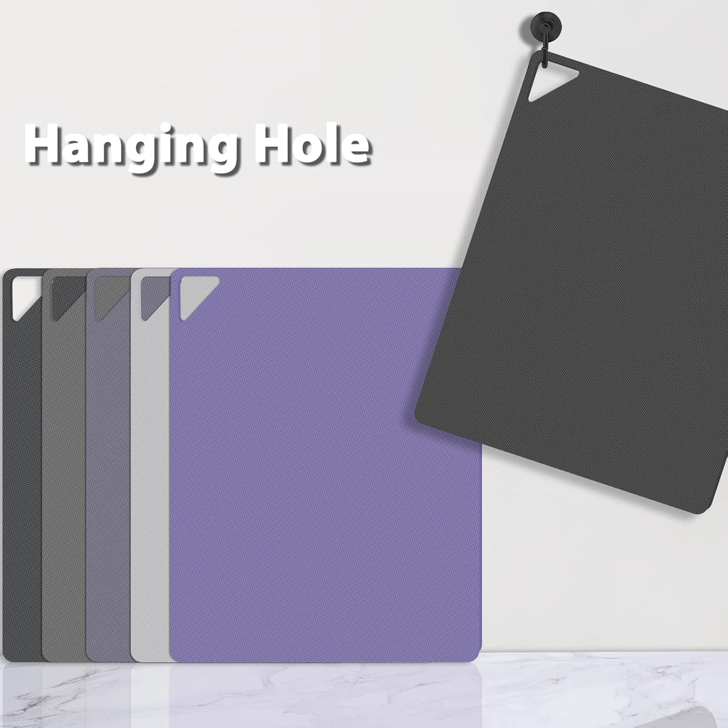 WK Flexible Plastic Cutting Boards Mats for Kitchen, Flexible Non Slip Cutting Mat, Thin Cutting Sheets, BPA Free, Dishwasher Safe, Multi Sizes