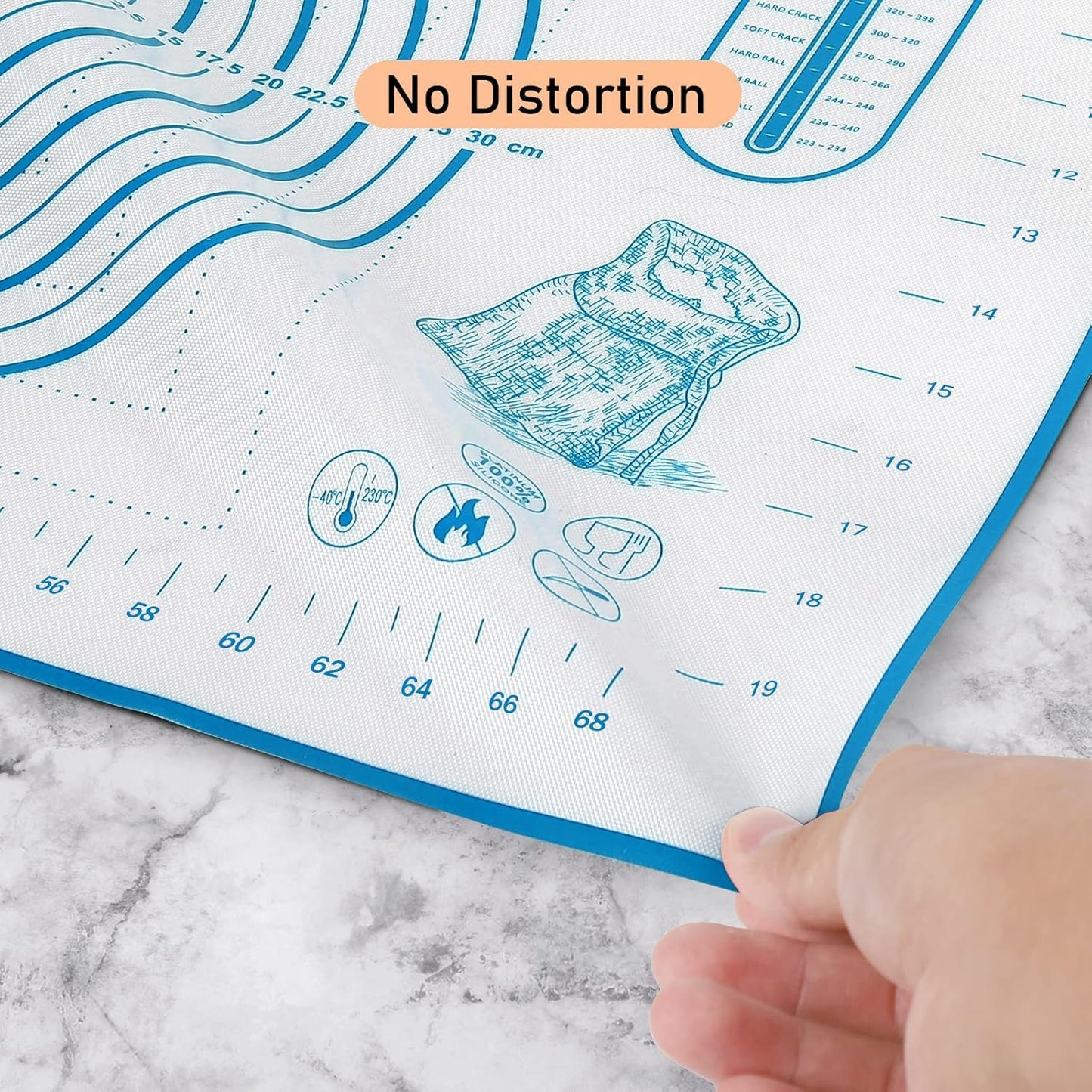 Silicone Pastry Baking Mat Dough - 16x24Inch Large Non Stick Slip Cookie Bread Rolling Mats Sheet, Kitchen Counter Kneading Cooking Board Pad Matt with Measurement for Pie Pizza Cookies Fondant Making